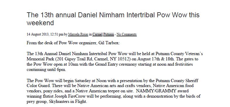 The 13th annual Daniel Nimham Intertribal Pow Wow this weekend